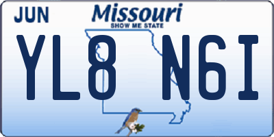MO license plate YL8N6I