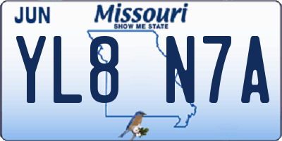 MO license plate YL8N7A
