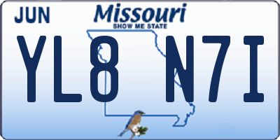 MO license plate YL8N7I