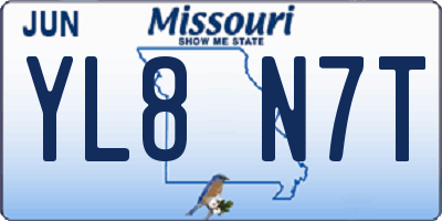MO license plate YL8N7T