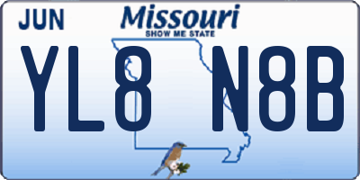 MO license plate YL8N8B