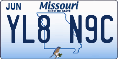 MO license plate YL8N9C