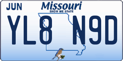 MO license plate YL8N9D