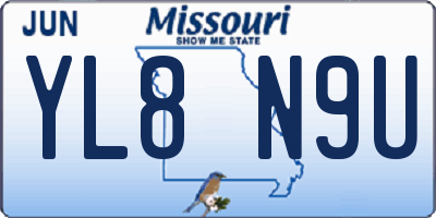 MO license plate YL8N9U