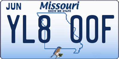 MO license plate YL8O0F