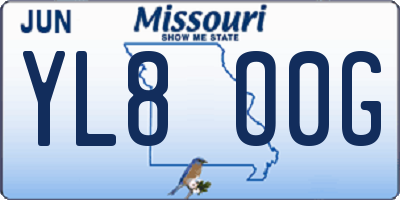MO license plate YL8O0G