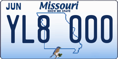 MO license plate YL8O0O