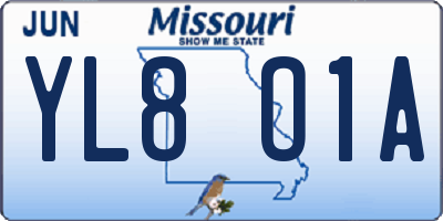 MO license plate YL8O1A
