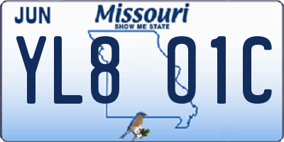 MO license plate YL8O1C