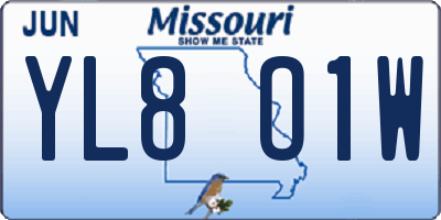 MO license plate YL8O1W