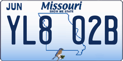 MO license plate YL8O2B