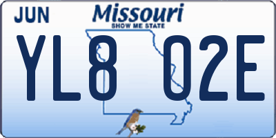 MO license plate YL8O2E