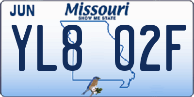 MO license plate YL8O2F