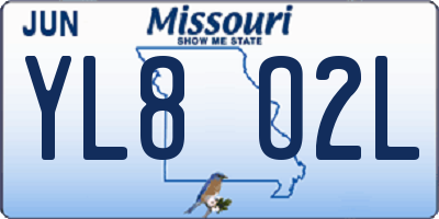 MO license plate YL8O2L