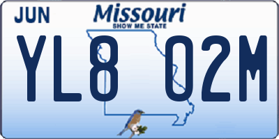 MO license plate YL8O2M