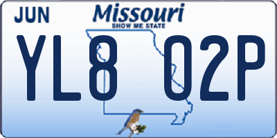 MO license plate YL8O2P