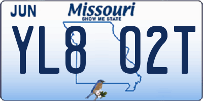 MO license plate YL8O2T
