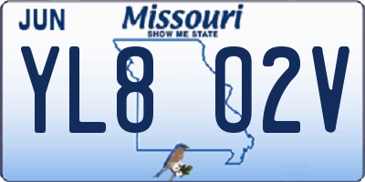 MO license plate YL8O2V