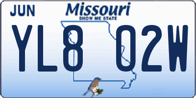 MO license plate YL8O2W