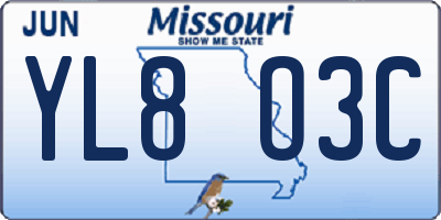 MO license plate YL8O3C