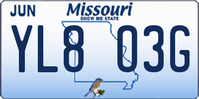 MO license plate YL8O3G