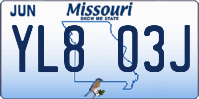 MO license plate YL8O3J