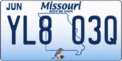 MO license plate YL8O3Q