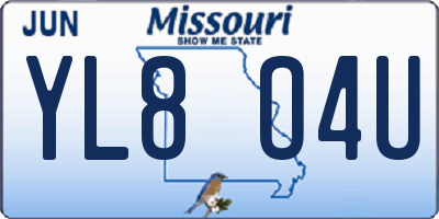 MO license plate YL8O4U