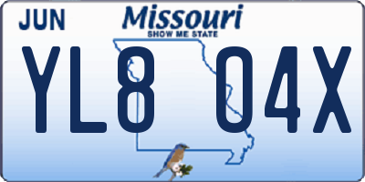 MO license plate YL8O4X