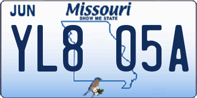 MO license plate YL8O5A