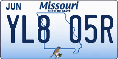 MO license plate YL8O5R