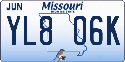 MO license plate YL8O6K