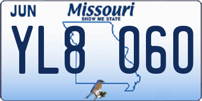 MO license plate YL8O6O