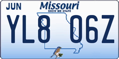 MO license plate YL8O6Z