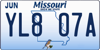MO license plate YL8O7A