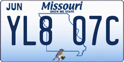 MO license plate YL8O7C
