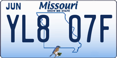 MO license plate YL8O7F