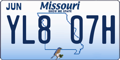 MO license plate YL8O7H