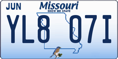 MO license plate YL8O7I
