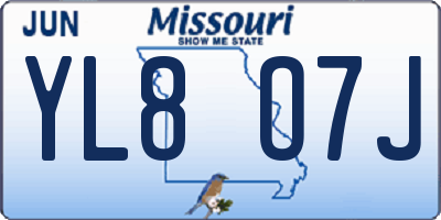 MO license plate YL8O7J