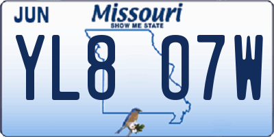 MO license plate YL8O7W