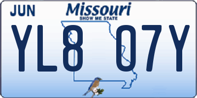 MO license plate YL8O7Y