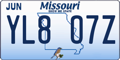 MO license plate YL8O7Z