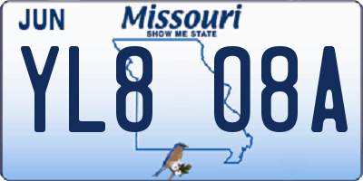 MO license plate YL8O8A