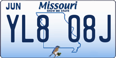 MO license plate YL8O8J