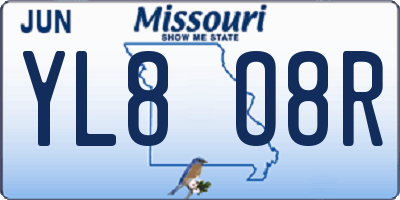 MO license plate YL8O8R