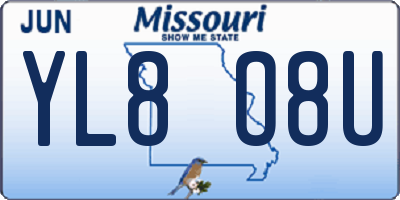 MO license plate YL8O8U
