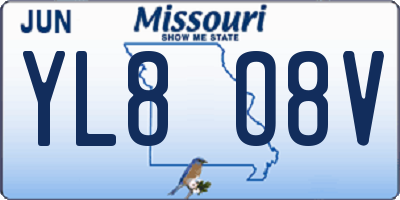 MO license plate YL8O8V