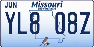 MO license plate YL8O8Z