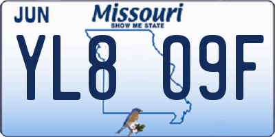 MO license plate YL8O9F